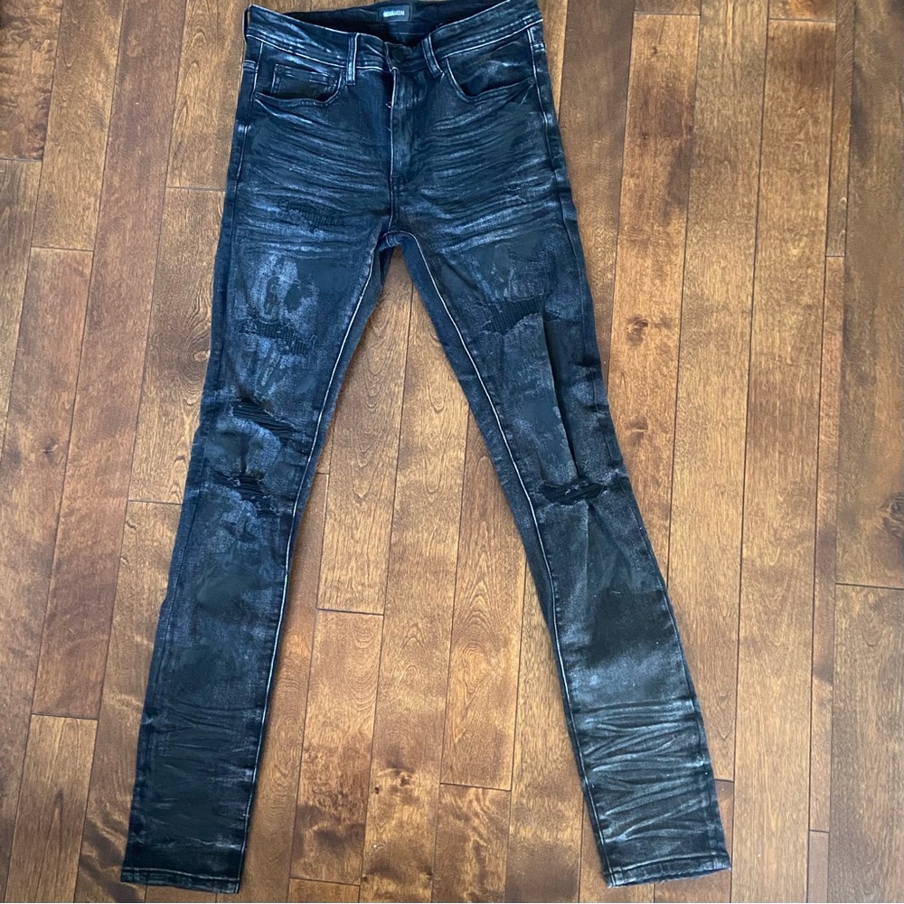 Men’s Fashion Nova Black Distressed Skinny Jeans